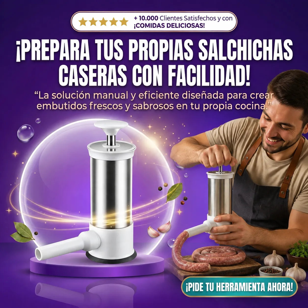 Herramienta Manual para Hacer Salchichas, de Plástico, con Contenedor, para Cocina Casera