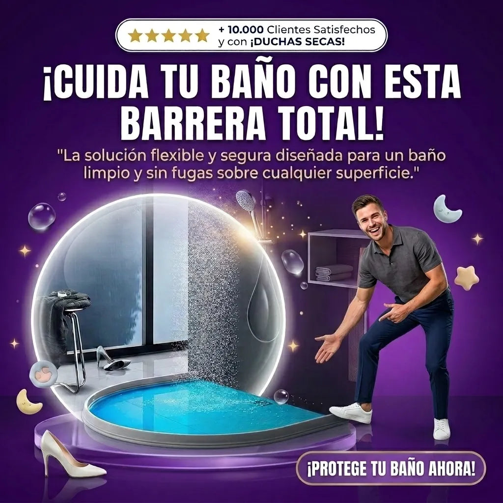 Barrera de Agua Plegable de Silicona Desechable para Ducha 2x1