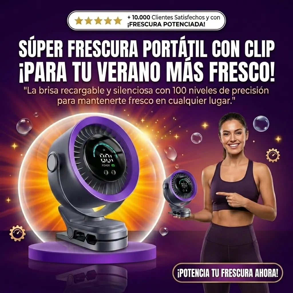 Mini Ventilador con Clip, Recargable con 100 Niveles de Velocidad
