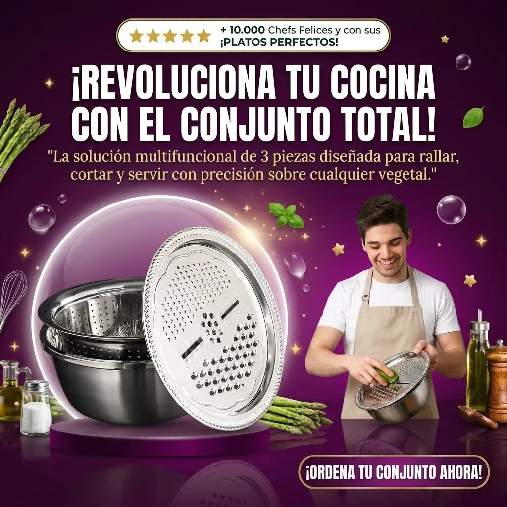 Conjunto Multifuncional Cortadora de Verduras de Ralladoras 3 pcs