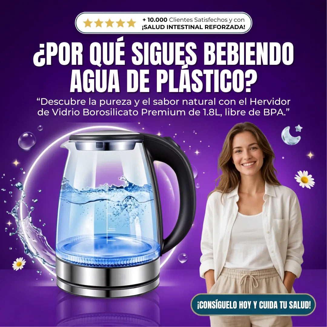 Hervidor Eléctrico de Vidrio Borosilicato de 1.8L