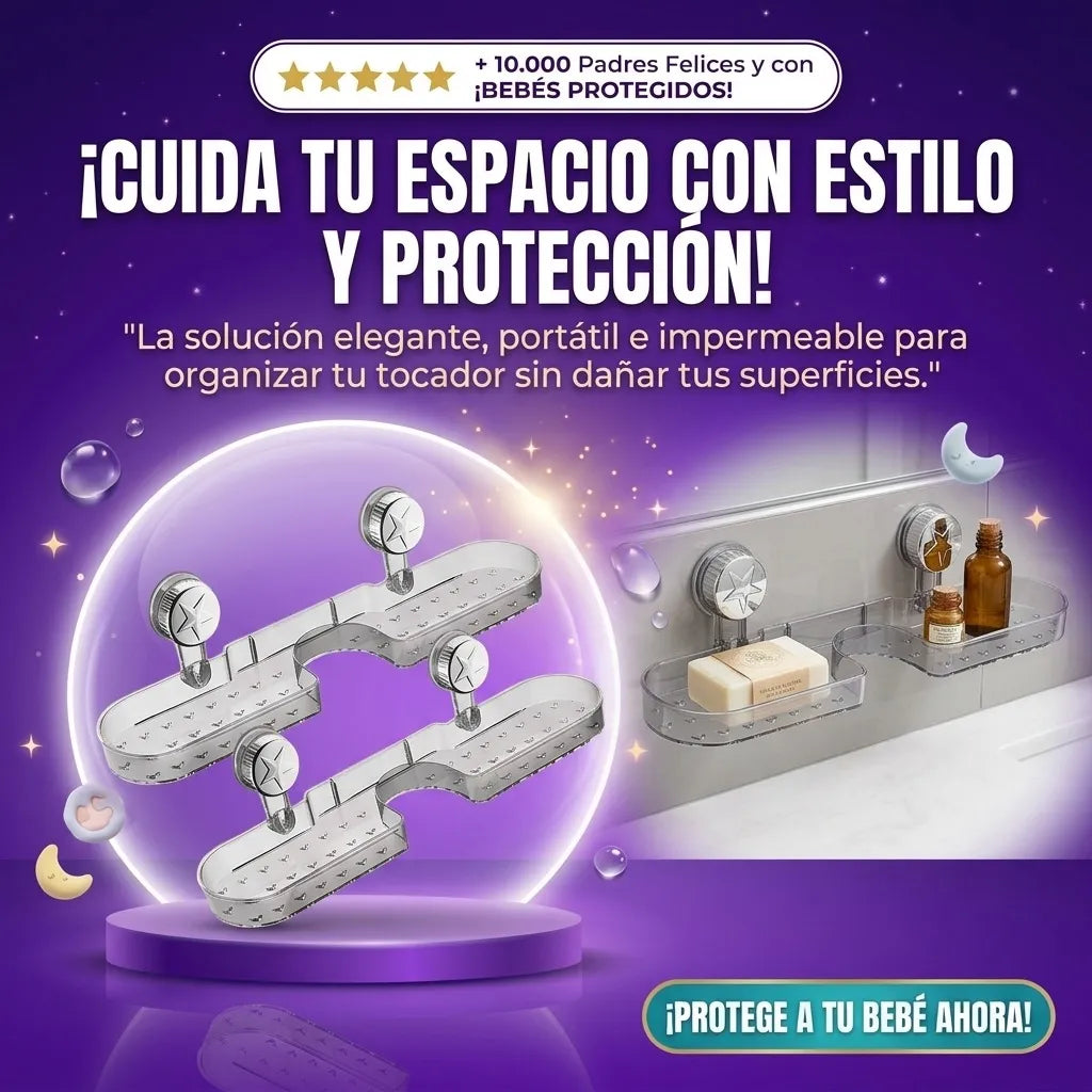 Soporte de Plástico Impermeable con Ventosa, Estante Portátil para Tocador
