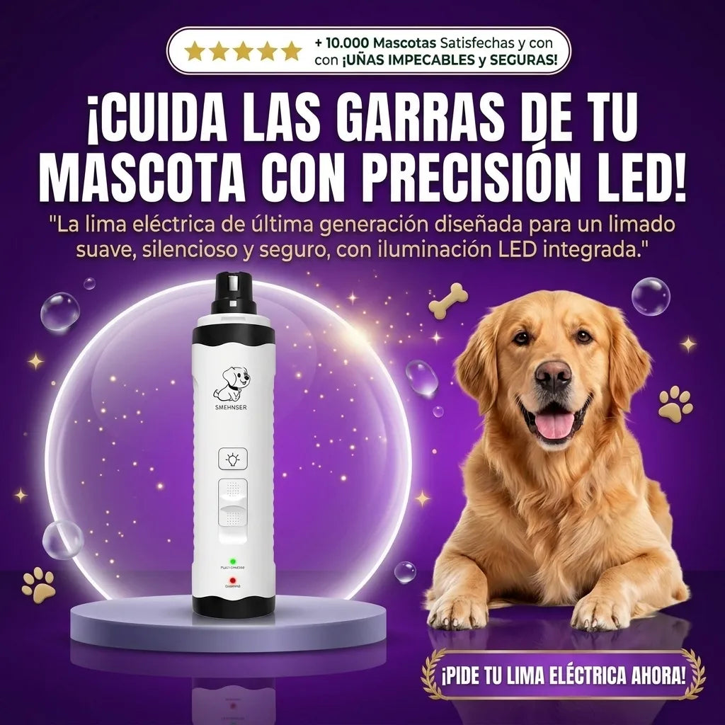 Lima Eléctrica para Uñas de Mascotas con Indicador LED de Encendido