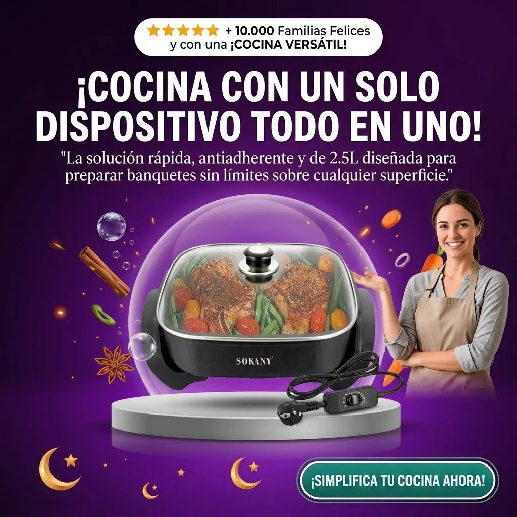 Olla Sartén Multifuncional con Revestimiento Antiadherente