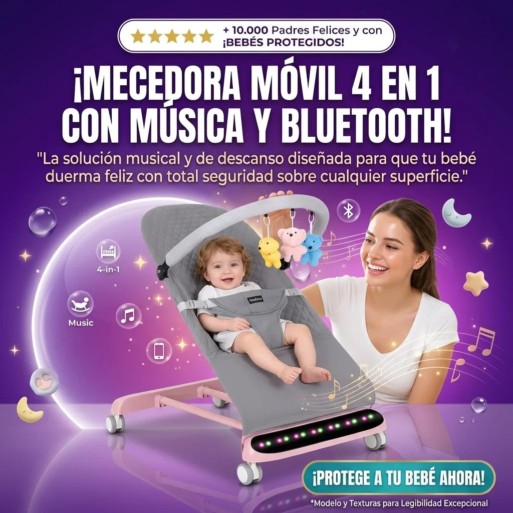 Mecedora Móvil Musical para Bebé 4 en 1 con Bluetooth