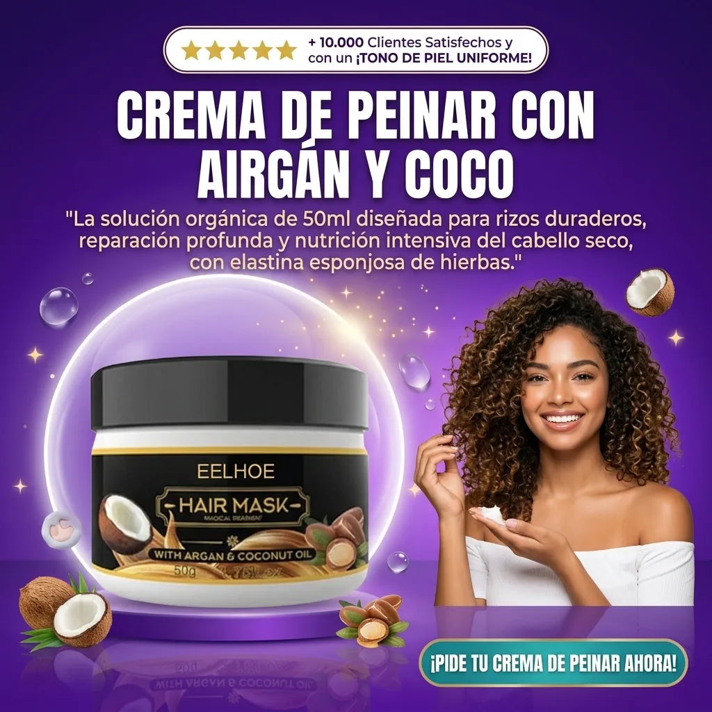 Crema de Peinar con Argán y coco 2x1