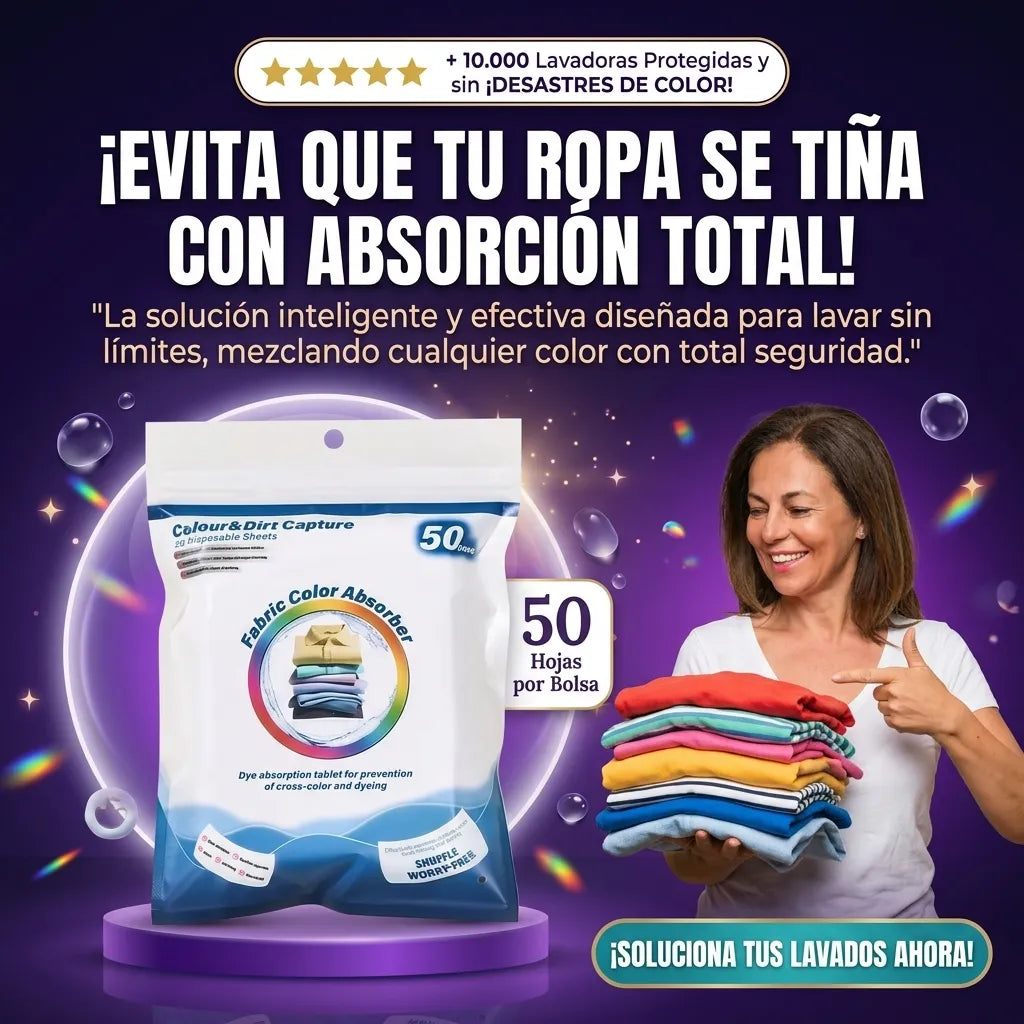 50 Piezas por Bolsa, Hojas Absorbentes de Color 2x1