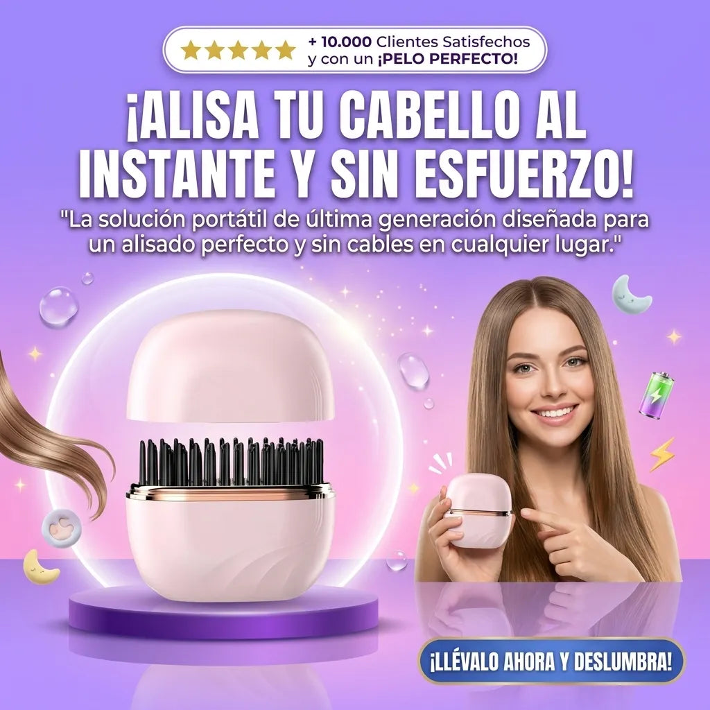Mini Cepillo Alisador Recargable