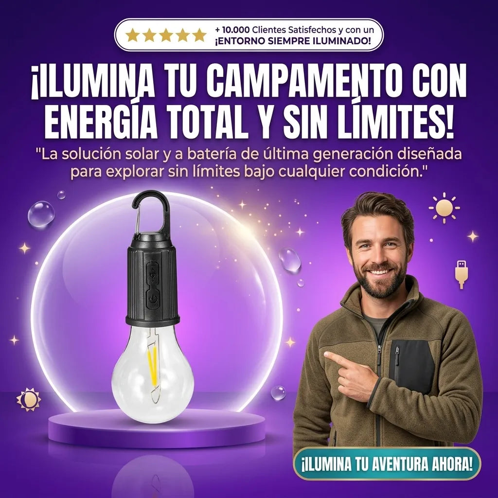 Tipo-C Solar & Battery-Powered LED Camping Lights Impermeable IP65 2X1