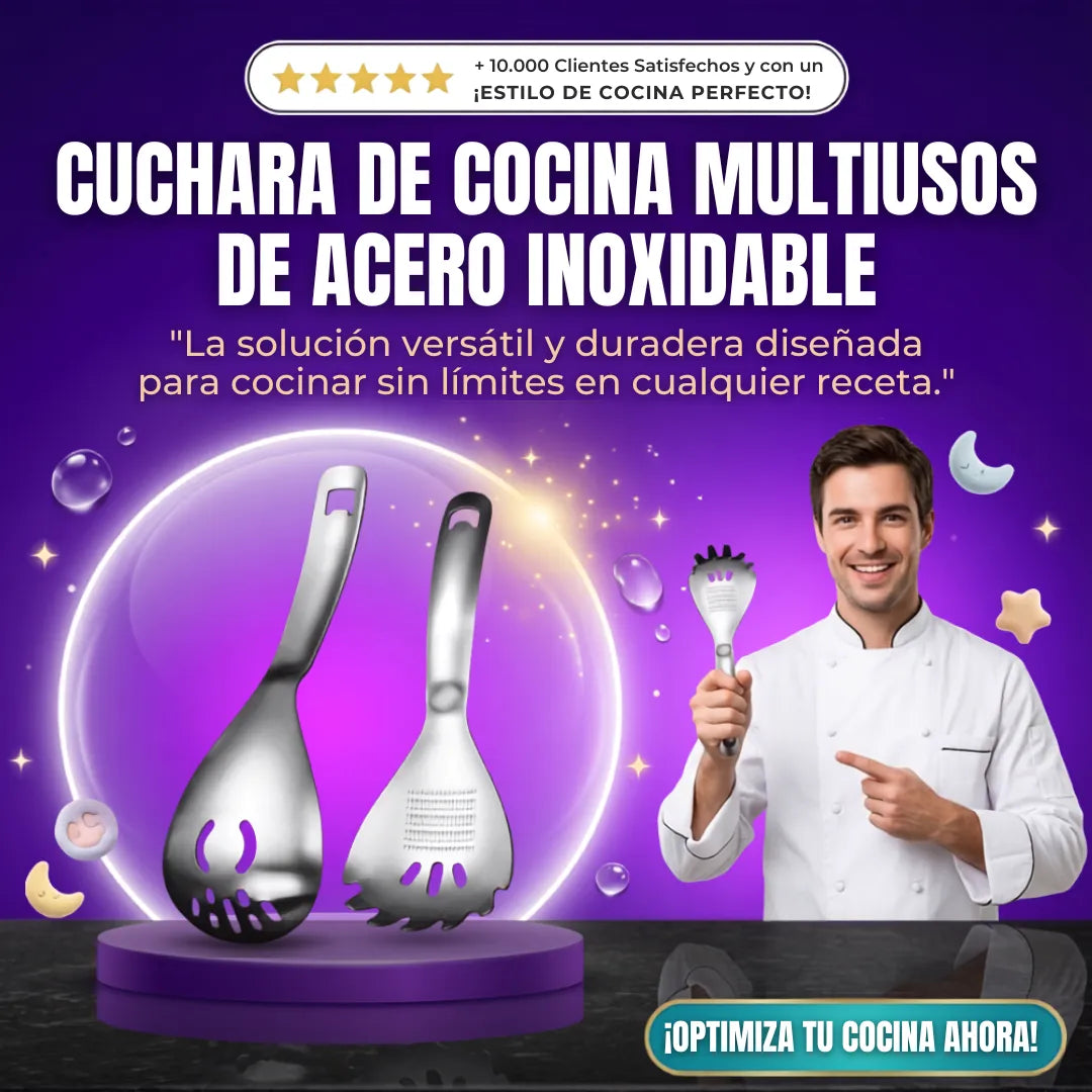 Cuchara de Cocina Multiusos de Acero Inoxidable 2x1