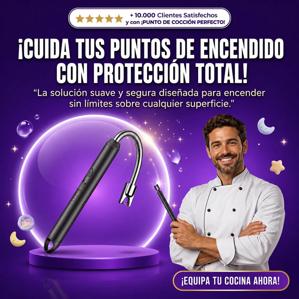 Encendedor USB Largo y Flexible con Botón de Cuello 2x1