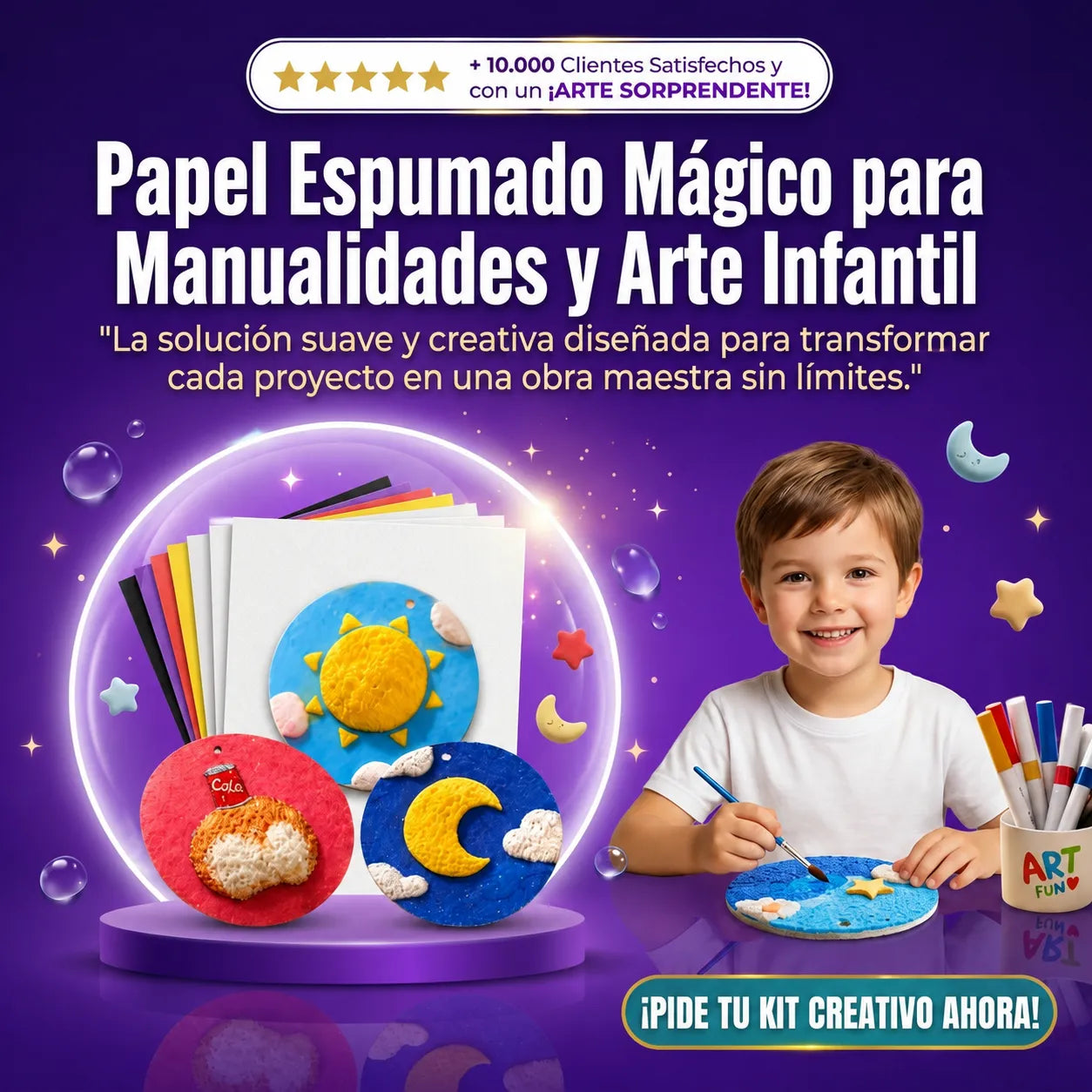Papel Espumado Mágico para Manualidades y Arte Infantil, Cartulina de Celulosa Blanca  2x1 10 pacs