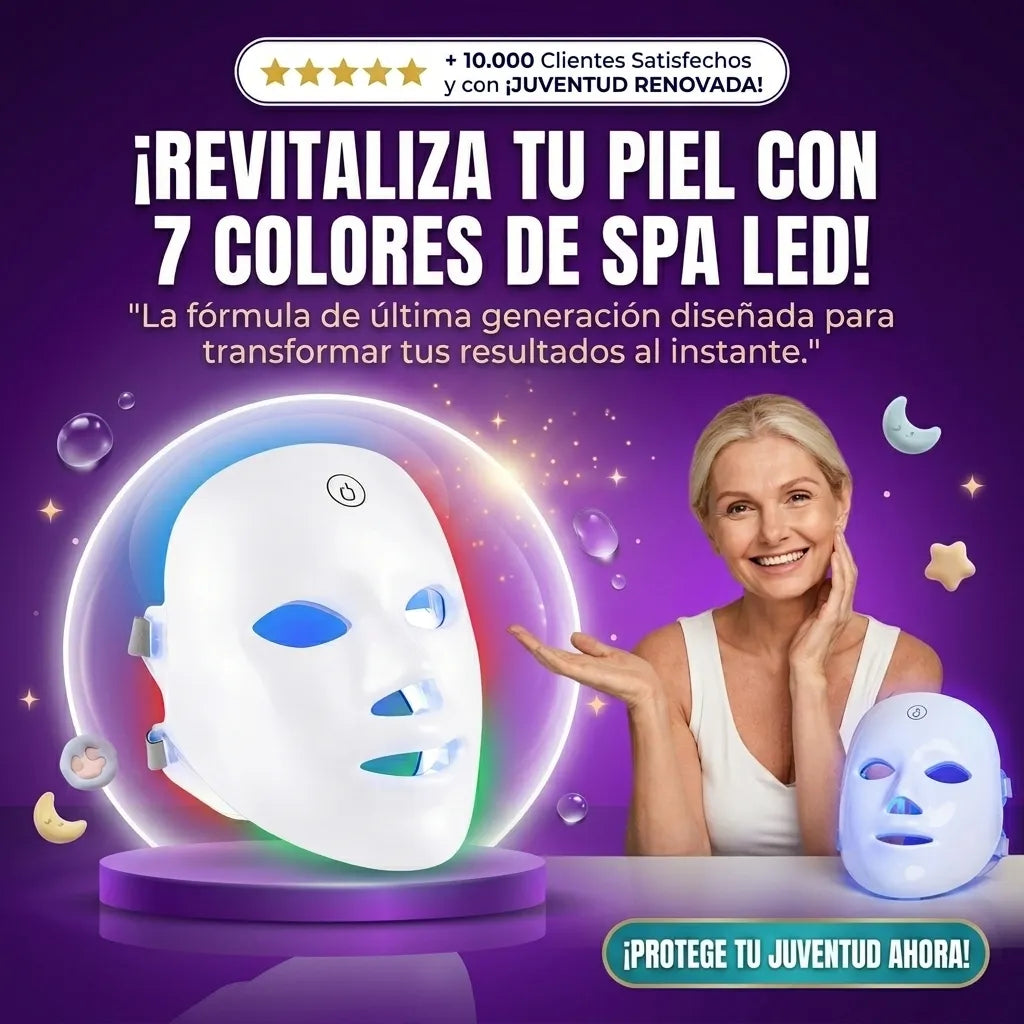 Mascara Facial Led Luz de 7 Colores SPA