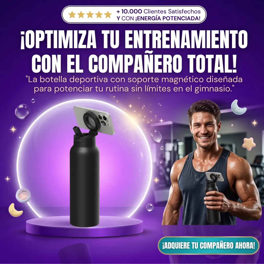 Botella Deportiva con Soporte Magnético para el Gimnasio