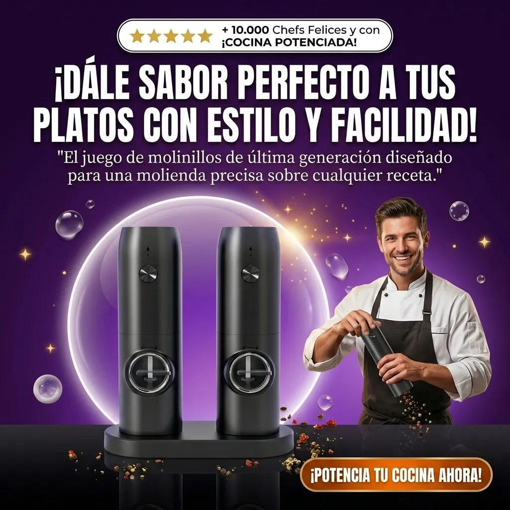 Juego de Molinillo de Sal y Pimienta Eléctrico