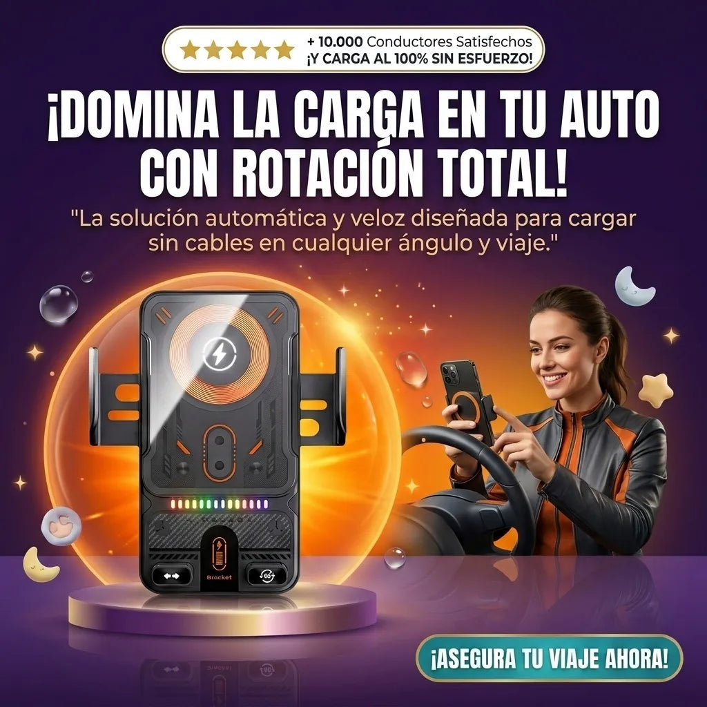 Soporte Giratorio para Auto con Cargador Automático