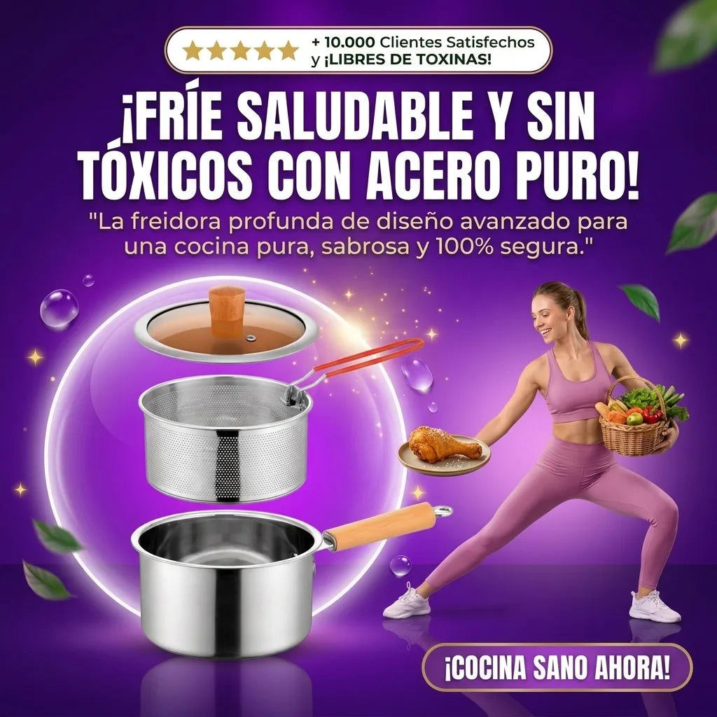 Freidora Profunda Moderna de Acero Inoxidable Sin Recubrimiento