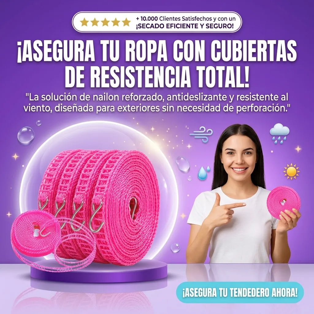 Tendedero de Nailon Reforzado 4 Rollos de 10m