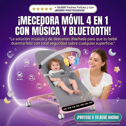 Mecedora Móvil Musical para Bebé 4 en 1 con Bluetooth