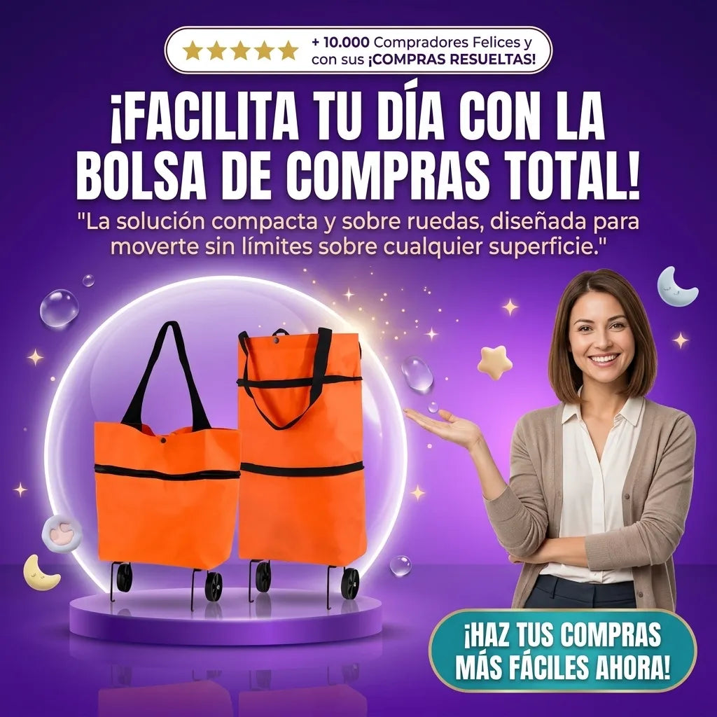 Bolsa de Compras con Ruedas y Compacta 2x1