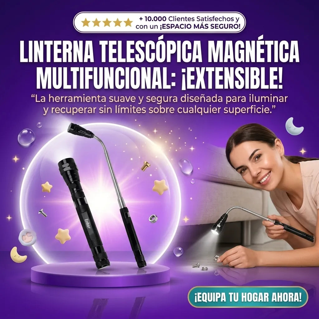 Linterna Telescópica Magnética Multifuncional Extensible 2X1