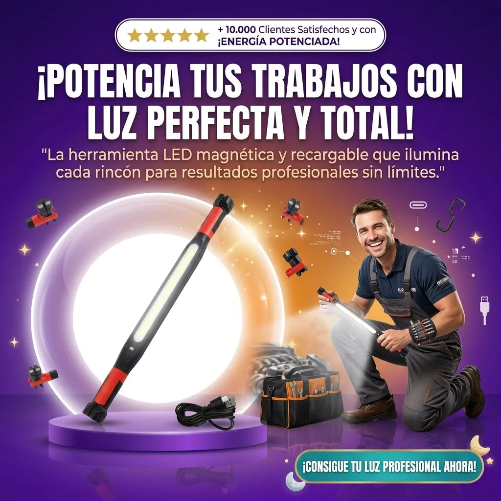 Barra de Luz LED Magnética y Recargable