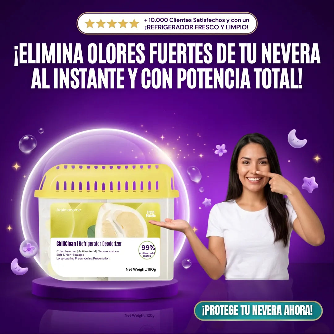 Desodorante Potente para Nevera, Eliminador de Olores, Desodorizador 2X1